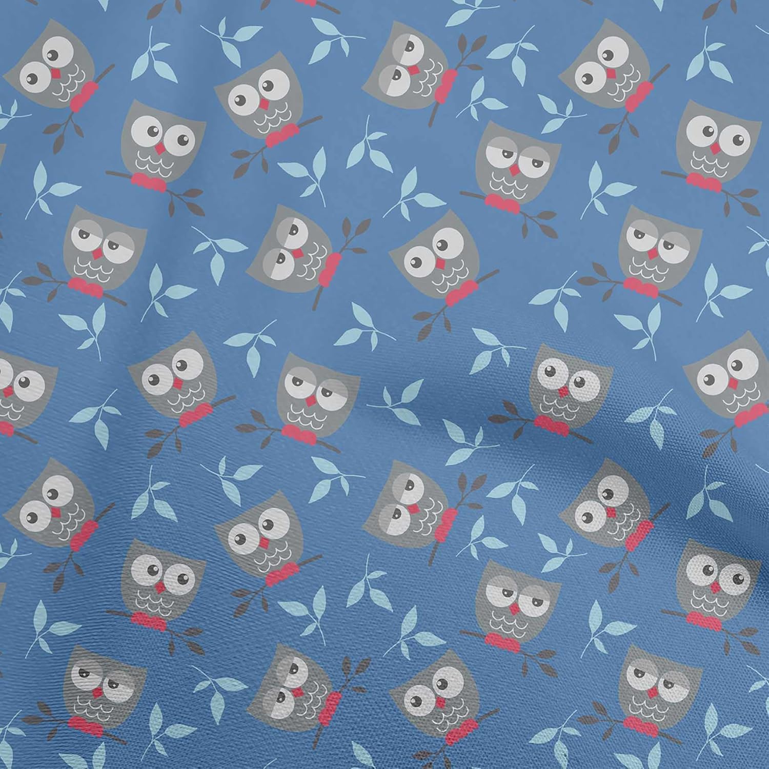 oneOone Cotton Jersey Black Fabric Owl Quilting Supplies Print Sewing Fabric by The Yard 58 Inch Wide