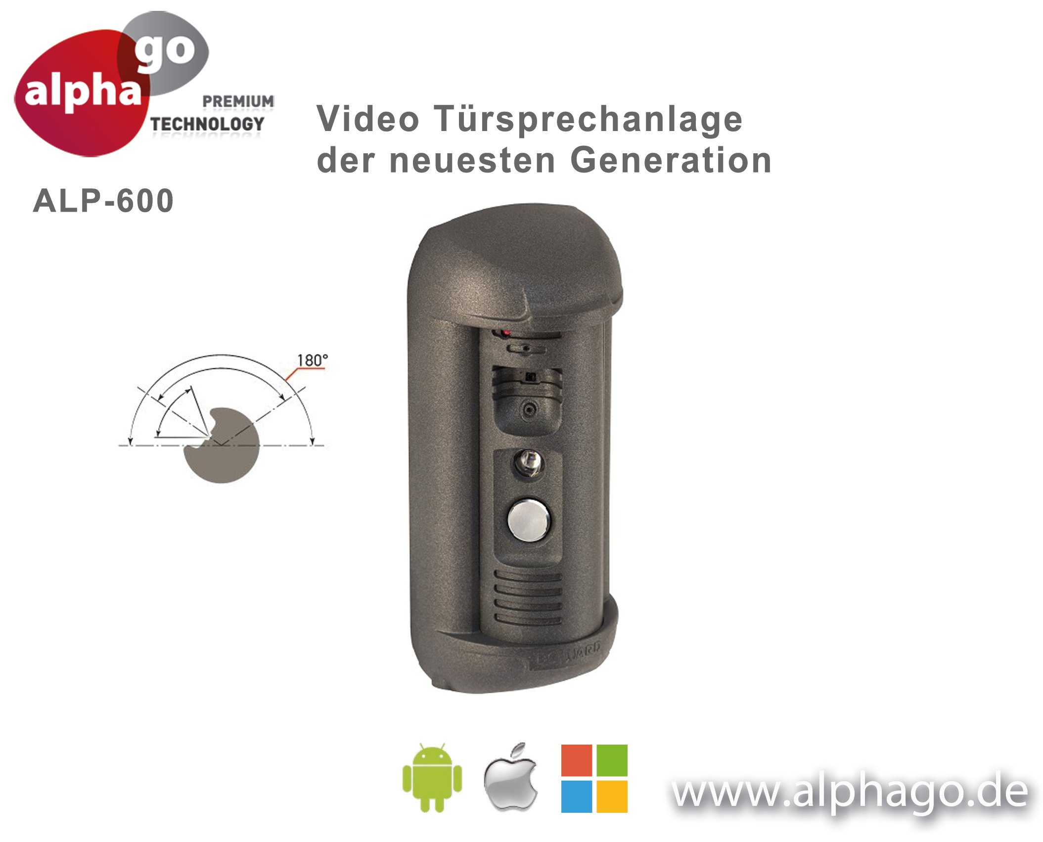 IP Video-Türsprechanlage ALP600 - Bewegungssensor mit Bereichsmarkierung - Stromversorgung 12V Gleichspannung - Gegensprechanlage - Türüberwachung - kein Cloud Server (ALP600 inkl. FRITZ!Rpeater 2400)
