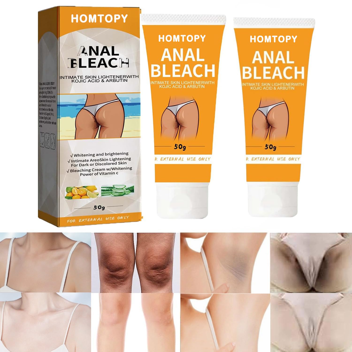 TERRIFI Snow Bleach Cream for Dark Spot Remover - Advanced Formula Dark Spot Remover Cream, Lightening Body Scrub, Skin Bleaching Cream for Intimate Areas, Body, Elbows(2Pcs, 50ml*2)