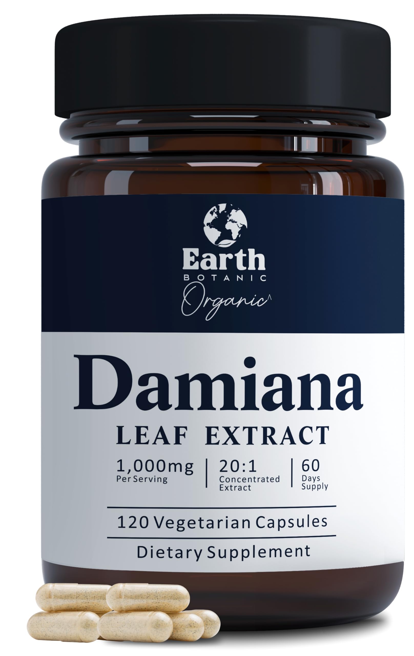 Damiana Leaf Extract 1000mg | 120 Damiana Capsules | Non-GMO, Gluten Free | Turnera Diffusa Organic Damiana Herb & Damiana Powder Supplement | Supports Women Wellness