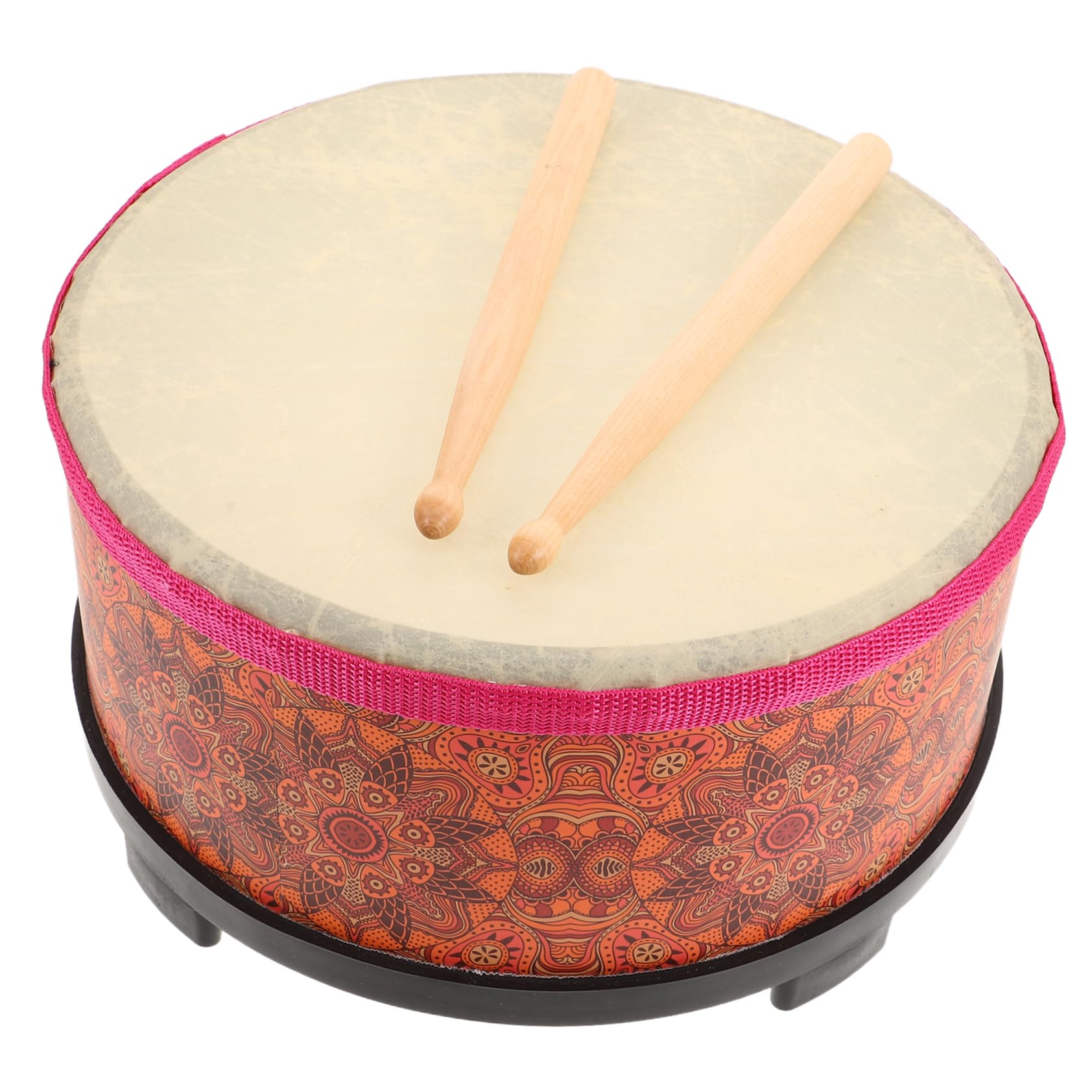 Drewniany Tradycyjny Bęben Podłogowy dla Chłopiec Dziewczynka z Pałeczkami Perkusyjny Orff Do Nauki Muzyki Edukacyjny Instrument Rytmiczny dla Przedszkolaków Przenośny i Łatwy