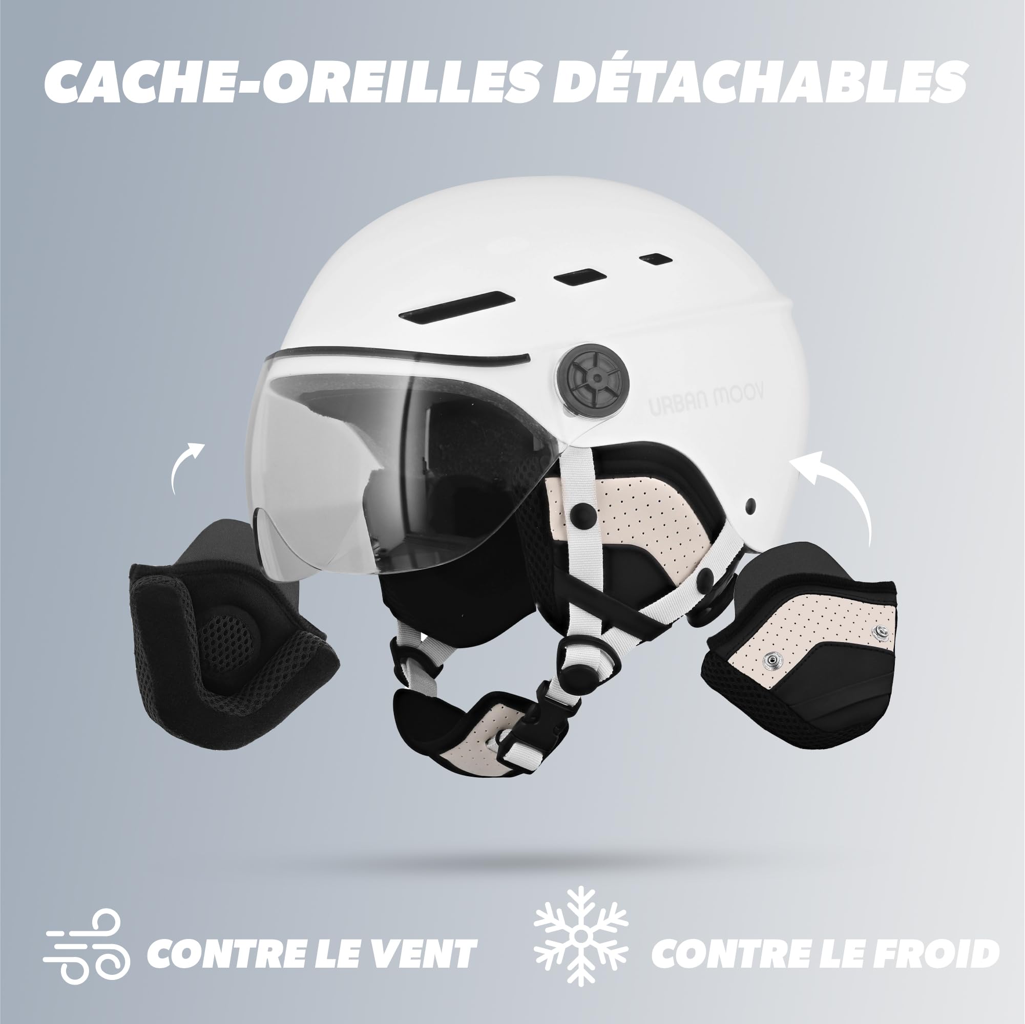 T'nB Visor, Casco de protección de Bicicleta y Patinete eléctrico para Hombre y Mujer, Visera Transparente, Ajuste de Rueda, Orejeras Desmontables, Talla L (Circunferencia de la Cabeza 58-62 cm