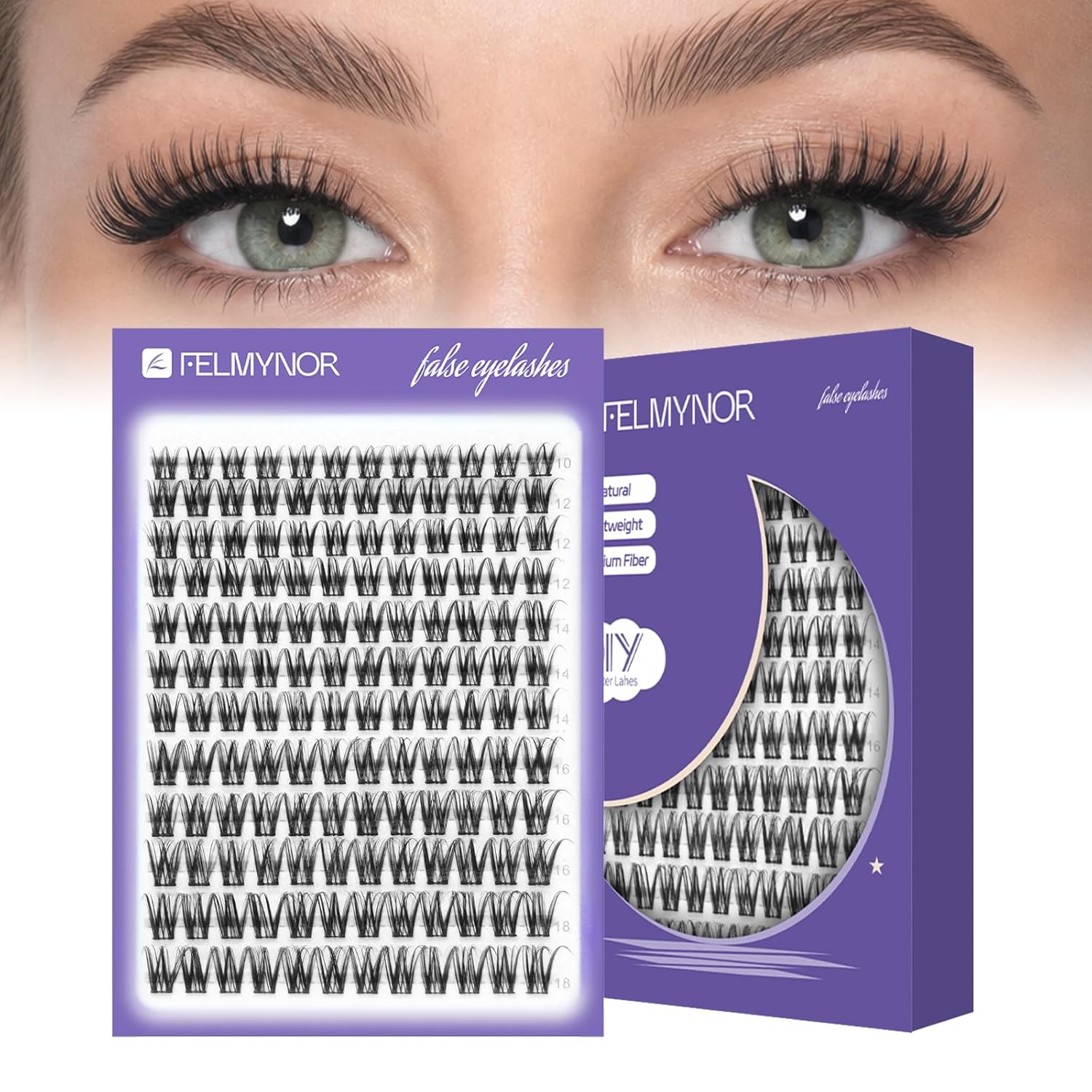 Lash Clusters Wispy Eyelash Clusters 10-18mm Latest Top Quality Lashes D Curl Natural Individual Cluster Eyelashes Extensions DIY False Eyelashes with Soft Thin Band (W Style)
