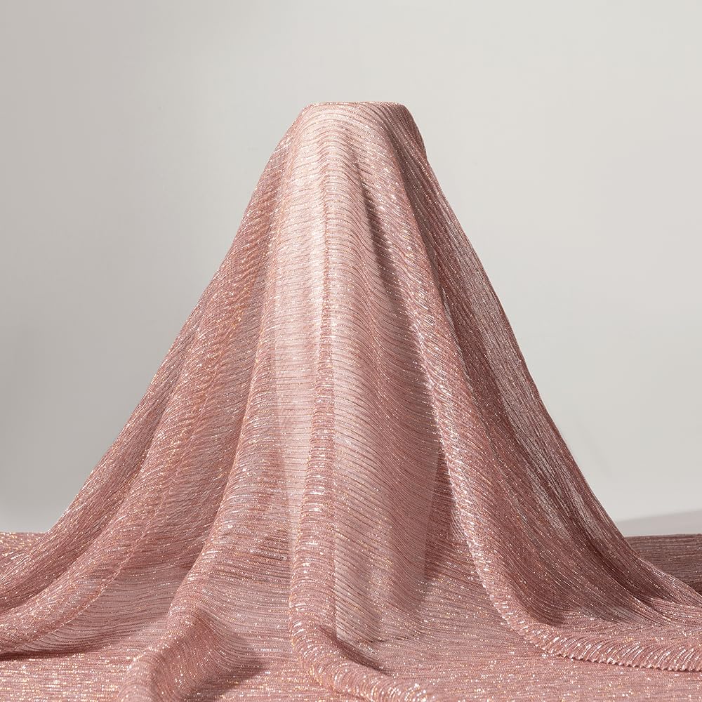 Tessuto elasticizzato in tulle rosa e oro, largo 145 cm, con paillettes lucide, 4,5 m, morbido tessuto di tulle scintillante, al metro per decorazioni per feste, spose, matrimoni, confezioni