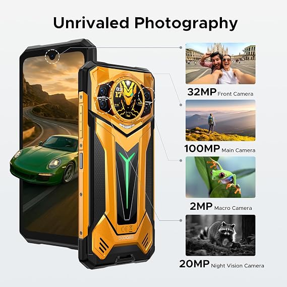 S200 Ultra Rugged Phone Unlocked, 5G Android 15 with 1.32 Secondary Display, 48GB+1TB Storage, 11000mAh, 66W Fast Charge, AI Quad Camera 100MP+32MP, 6.72 Rugged Smartphone Dual SIM/NFC/OTG