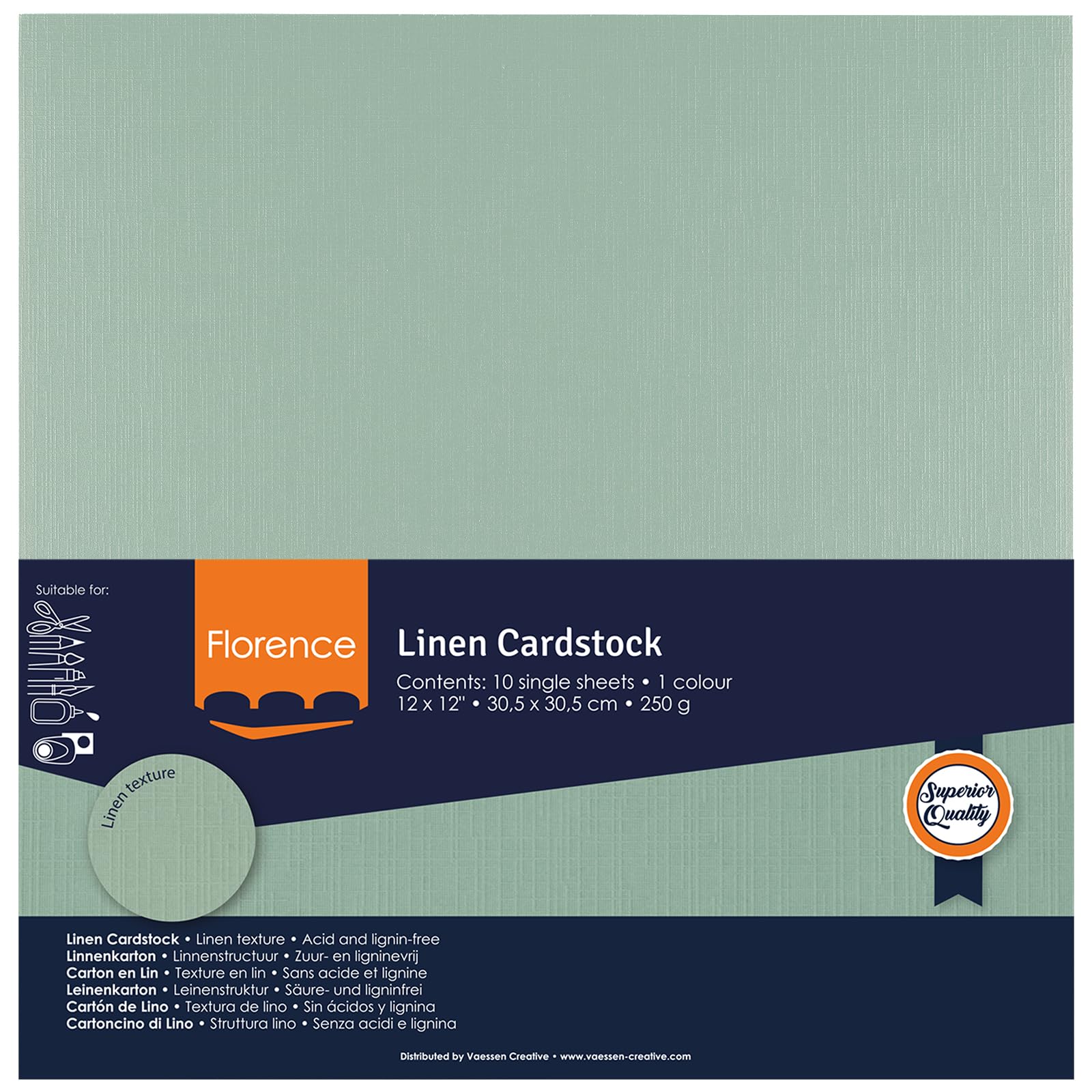 Florence • Linnenkarton 250g 30,5x30,5cm Parchment 10x (2822-001