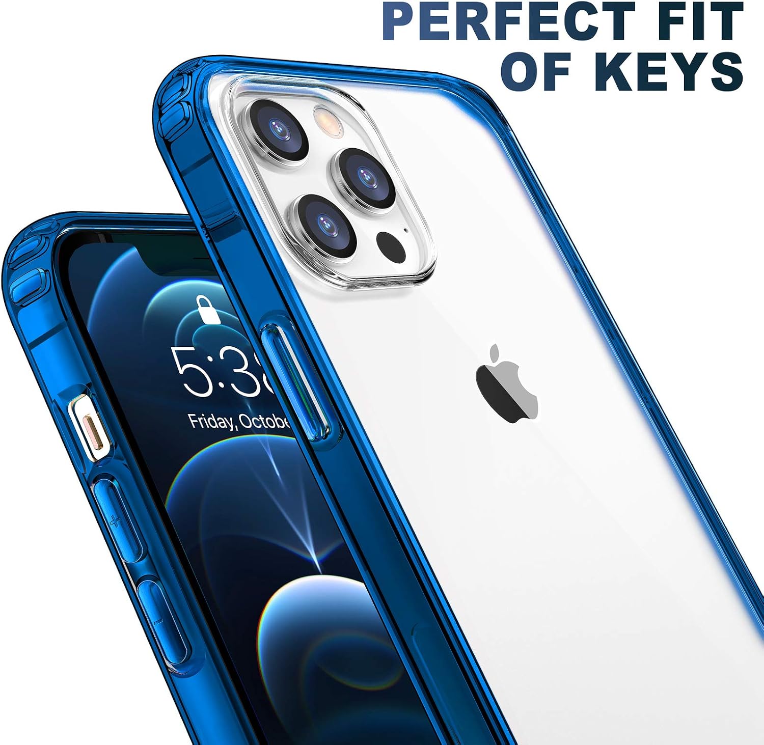 Mkeke Compatible with iPhone 12 Pro Max Case, Clear Shockproof Protective Phone Case Slim Thin Cover for iPhone 12 Pro Max 6.7 inch 2020 - Blue