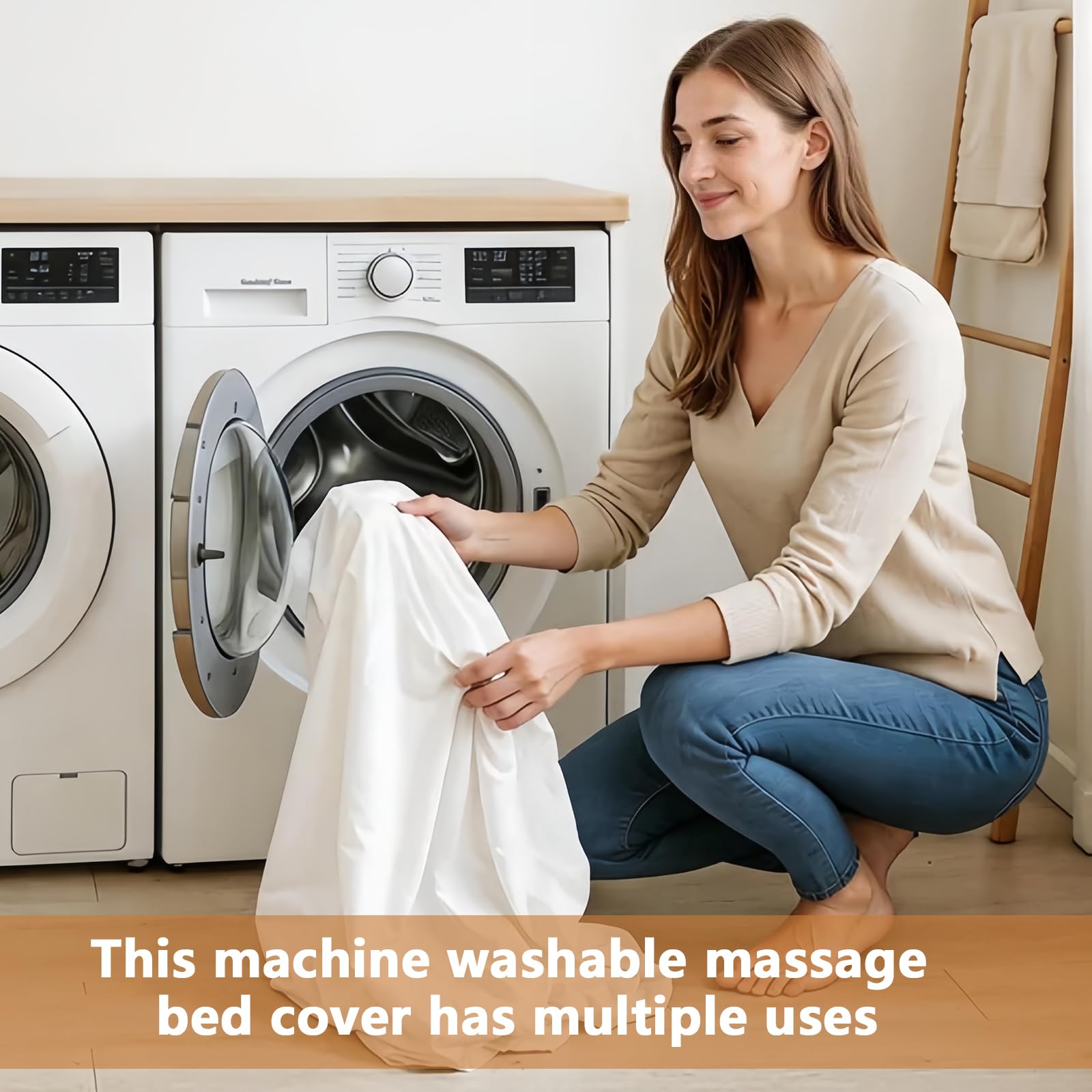 Spannbezug für Massageliegen mit Loch 70x190x12 cm Waschbar Hyperelastisch Weiß