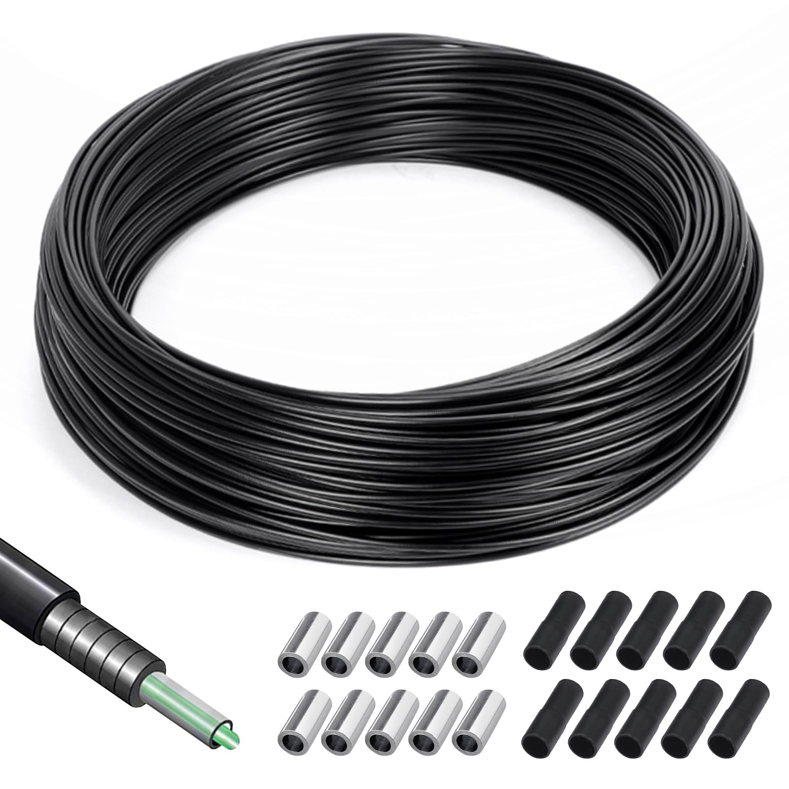 Cavo Freno Bicicletta, 10 Metri Set Di Cavi Freno Bicicletta, Ø5mm Guaina Cavo Freno Bici Con 20 Tappi Terminali, Cavo Del Freno Della Bici Per Mtb Montagna E Biciclettas Da Strad, Nero