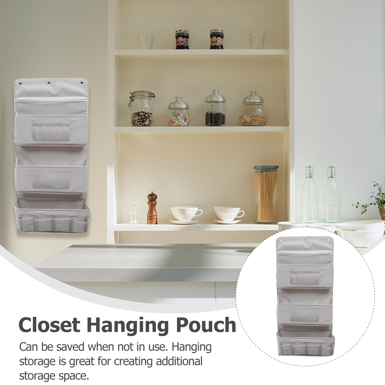 Healeved Bolsa de Almacenamiento Colgante para Armario y Pared Organizador de 3 Capas en Tela Gris Bolsa para Colgar en Puerta Adecuado para Orden en Dormitorio y Sala