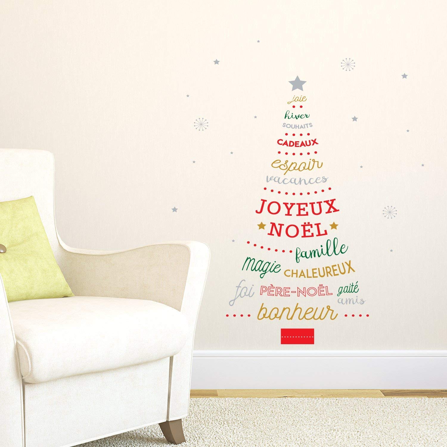 Wallflexi Christmas Decorations Wall Stickers " French Quotes Christmas Tree " Wall Murals Decals living Room Children Nursery School Restaurant Cafe Hotel Home Office Décor - Image 2