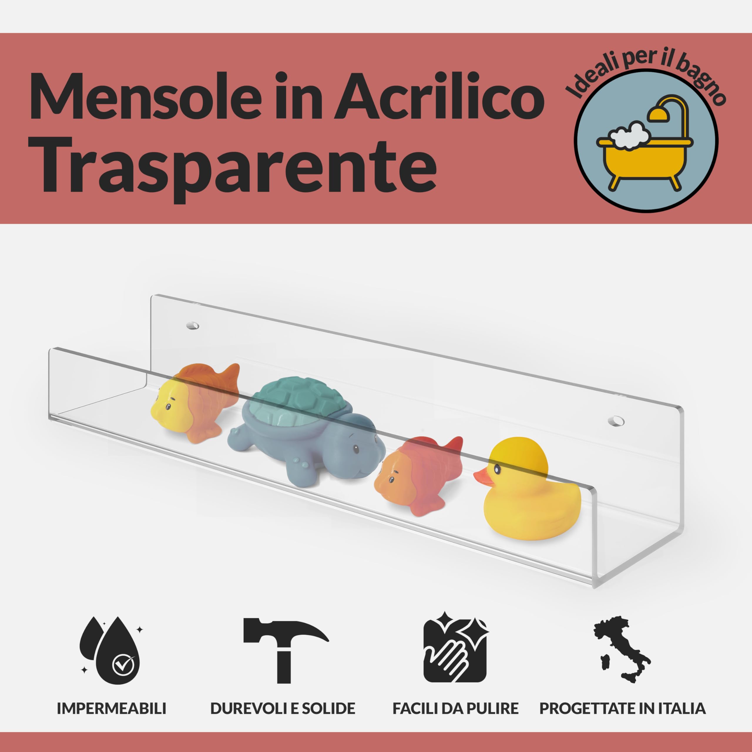Set Da 3 Mensole Galleggianti Per Cameretta Con Barriera Di Sicurezza - Scaffali A Muro Per Libri, Giocattoli E Decorazioni - 3
