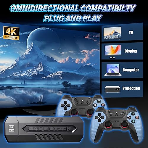 Miniatura 7 de X2 Blue Retro Game Stick 4K, consola de video emulador de 256 G incorporada, más de 70000 juegos retro, más de 50 emuladores, Plug and Play Video