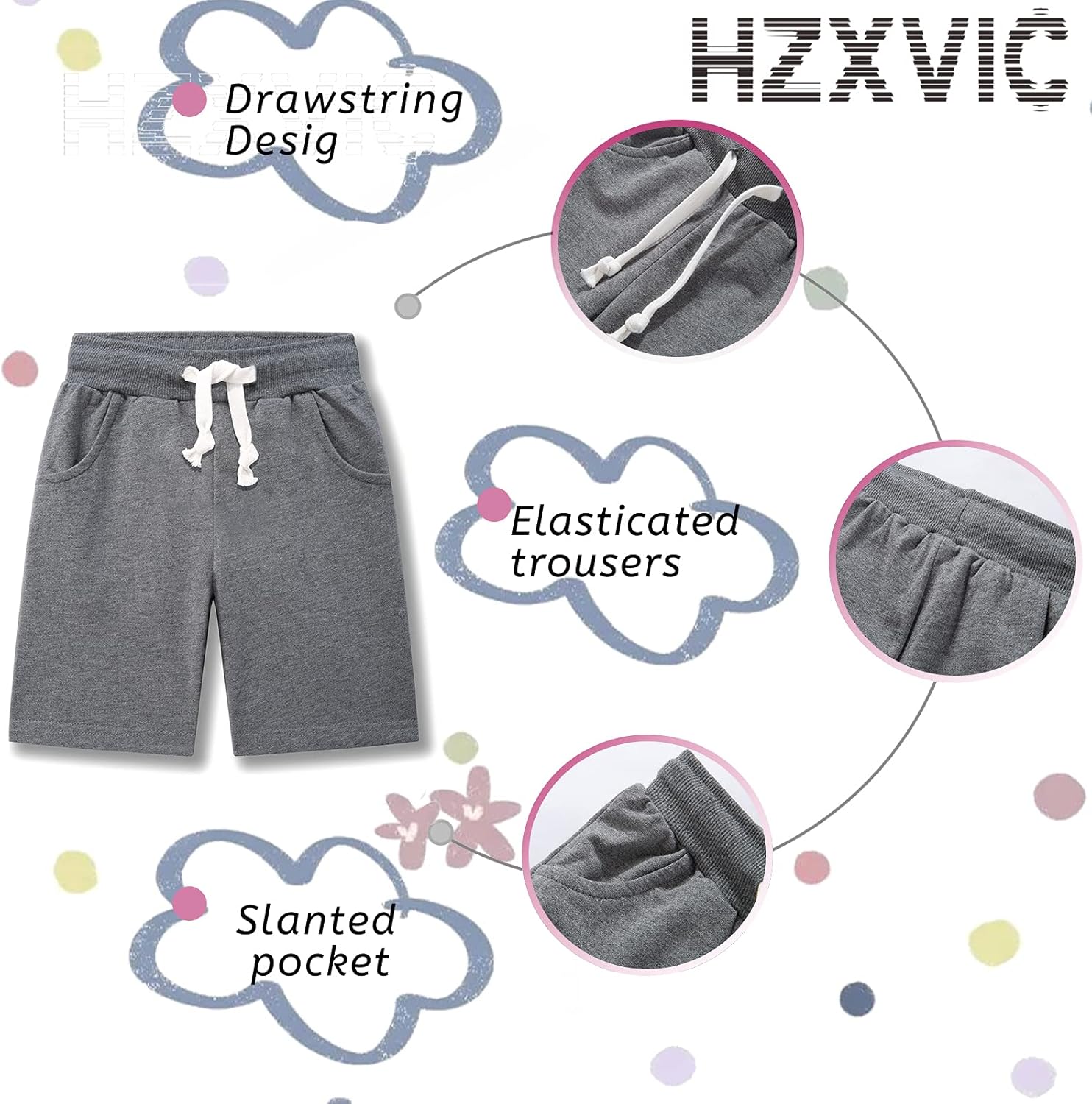 HZXVic Toddler Baby Boys Shorts, Summer Cotton Shorts for Kids Girls, 3 Pack Childrens Jogger Pants - Image 3