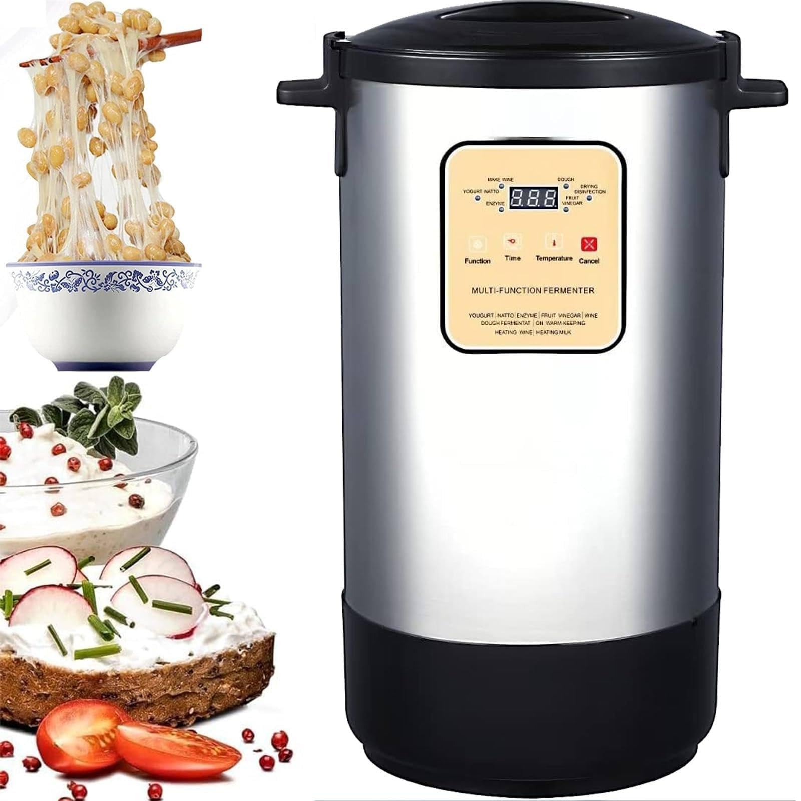 Gewerbliche Fermentationsmaschine 12L/18L Joghurt-Fermenter, Edelstahl-Innentopf, Zeit- und Temperaturkontrolle, für gewerblichen und häuslichen Bio-Joghurt, Käse und Fruchtwein 12L
