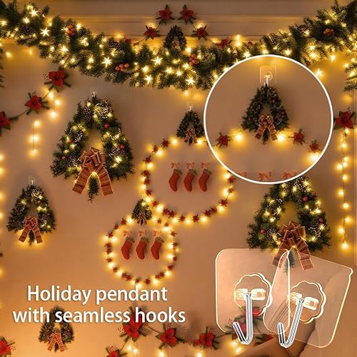 Gancho adhesivo de pared, juego de ganchos autoadhesivos resistentes y engrosados, 16 piezas, carga máxima de 33 libras, transparente, impermeable,