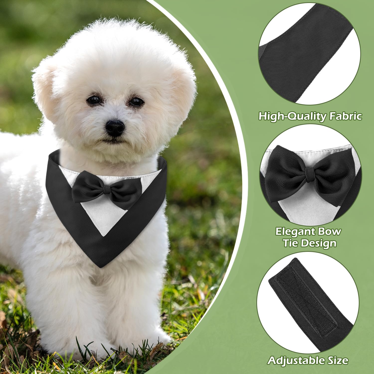 Hundesmoking, Hundehochzeit Bandana Kragen mit Fliege Kleine Hunde Hundesmoking Hundekostüme für kleine Hunde Hundeanzug Kostüm für Hunde Hochzeit, und Geburtstag (Hals:20-30cm/Schwarz)