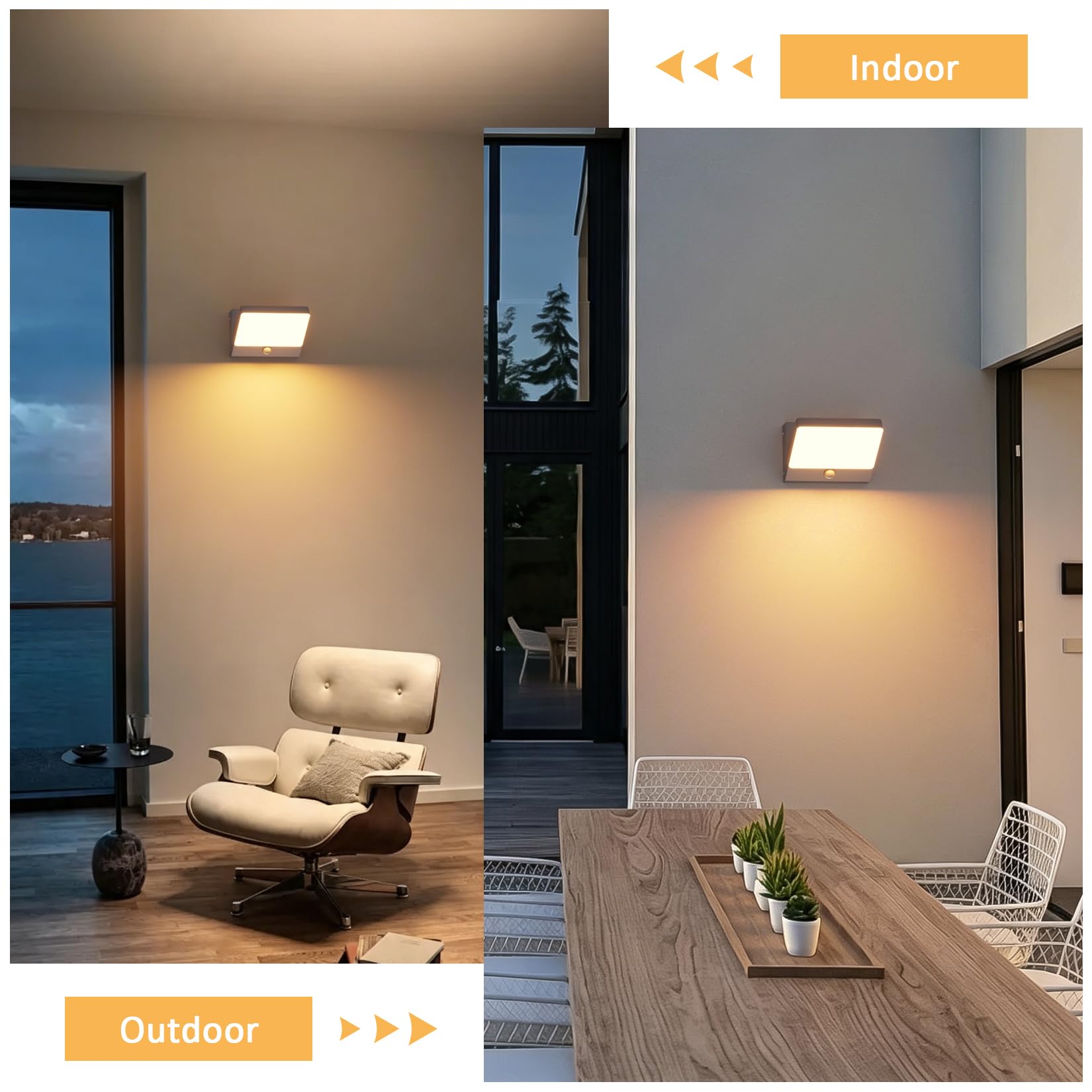 30W LED Applique Murale Anthracite avec Détecteur de Mouvement