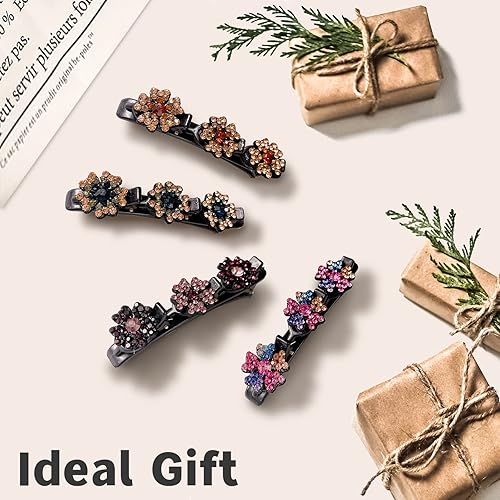 Miniatura 7 de 8 pinzas trenzadas para el cabello XIACIBDUS Crystal Stone Duckbill y 3 pasadores pequeños Rsvelte para mujeres y niñas