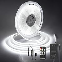 ALITOVE 32.8ft COB LED Strip Lights 6500K Daylight White 3200 LEDs Dimmable Remote Uniform Glow CRI90+ for Kitchen Cabinet Bedroom Mirror
