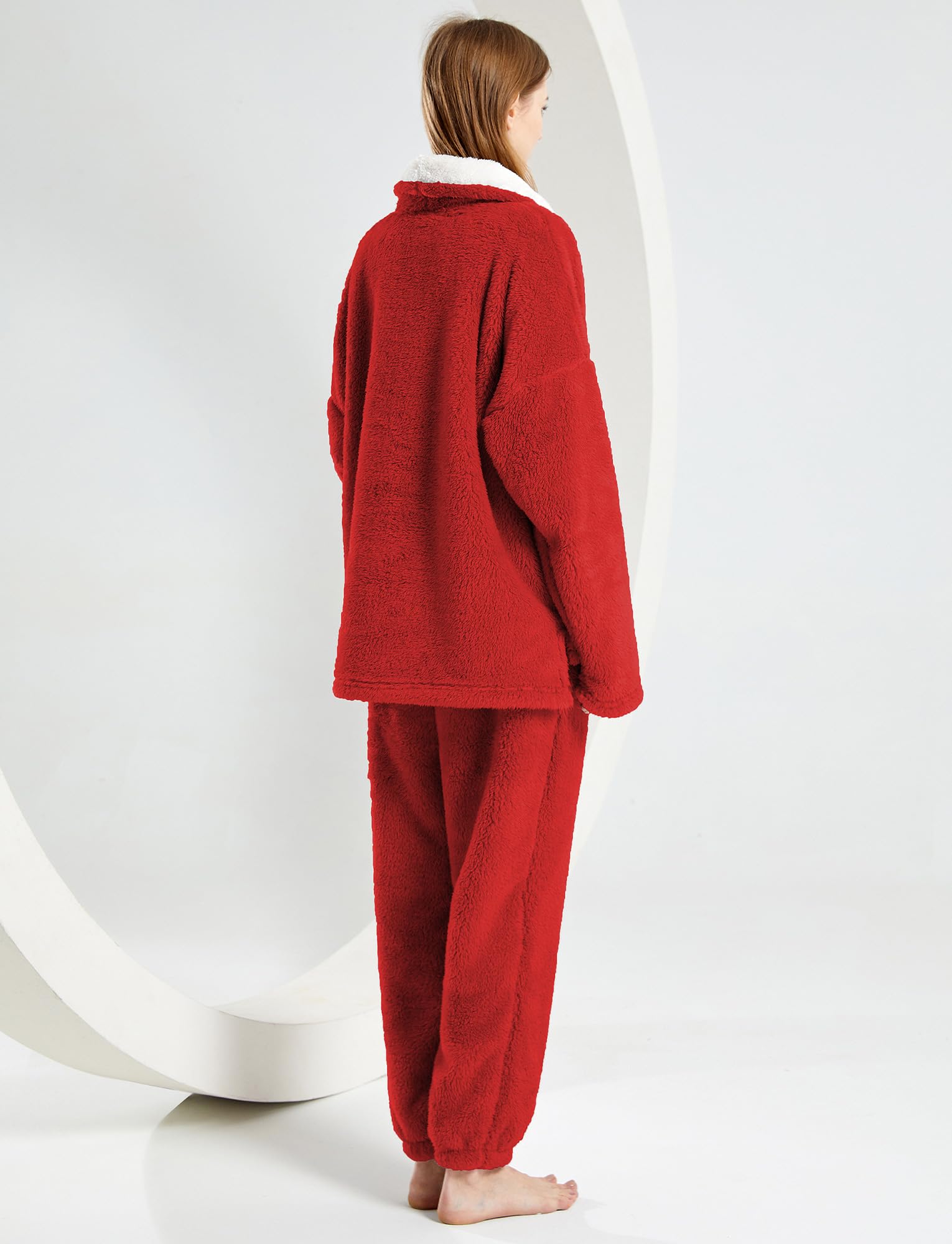 Pigiama da donna, invernale, in peluche, set di pigiami in pile caldo, 2 pezzi, per ragazze, camicia da notte, abbigliamento da casa, EU XS-XL