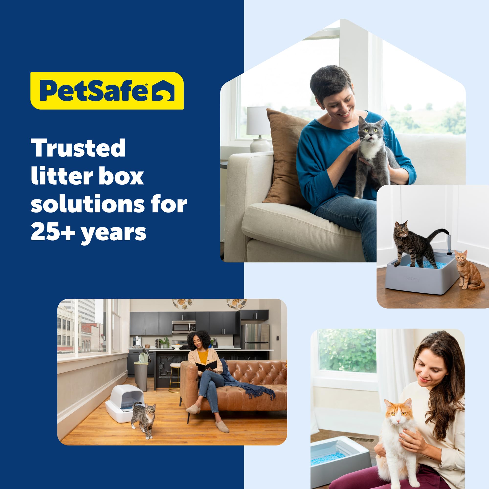 PetSafe ScoopFree SmartSpin - Lettiera autopulente, controllo avanzato degli odori, controllata tramite app, fino a 2 settimane di pulizia a mani libere, include tappetino per lettiera, 50 sacchetti