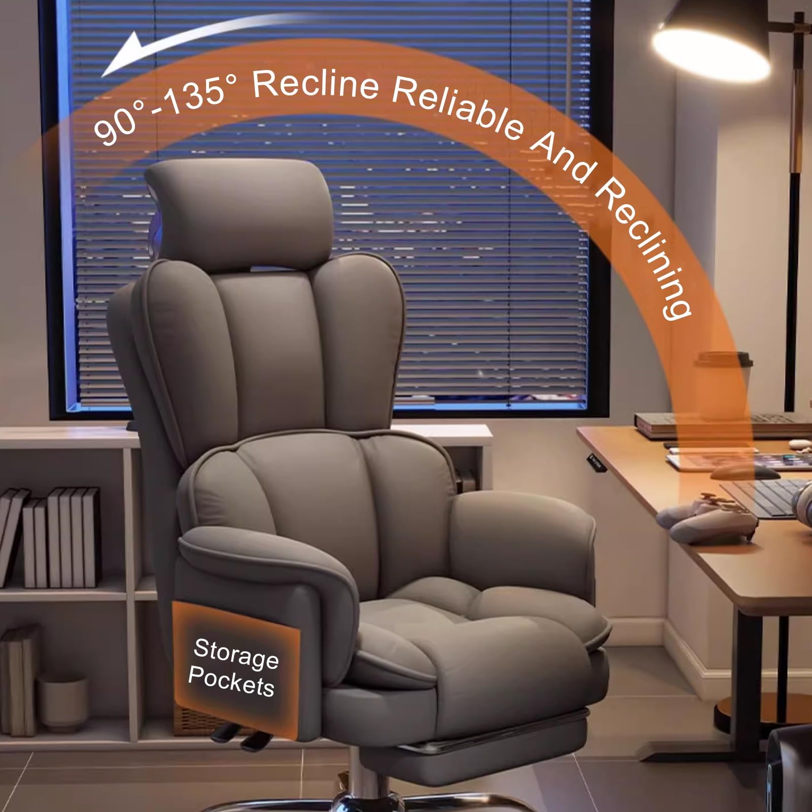 Sedia da ufficio ergonomica, regolabile in altezza, per computer, giochi, studio, design confortevole per lunghe sessioni di seduta