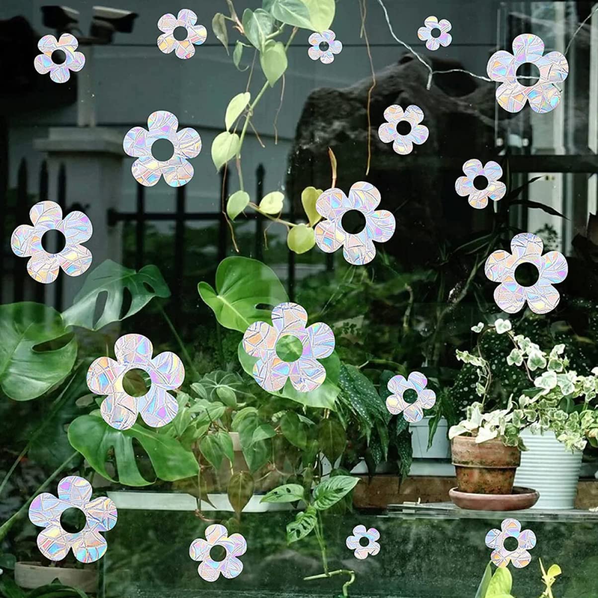 Cabilock 18piezas Pegatinas Anticolisión Para Ventanas De Adhesivos Creativos De Flores Para Decoración Interior Fácil Aplicación y Remoción Sin Residuos Para Baños Salones y Oficinas