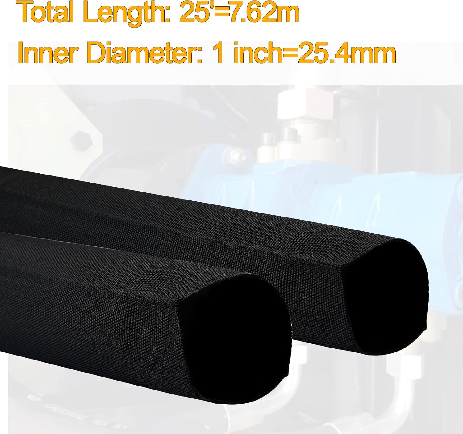 Nylon Protective Hose Sleeve Sheath Cable Cover Welding Tig Torch Hydraulic Hose, 1" ID, 25 Feet Length, Black