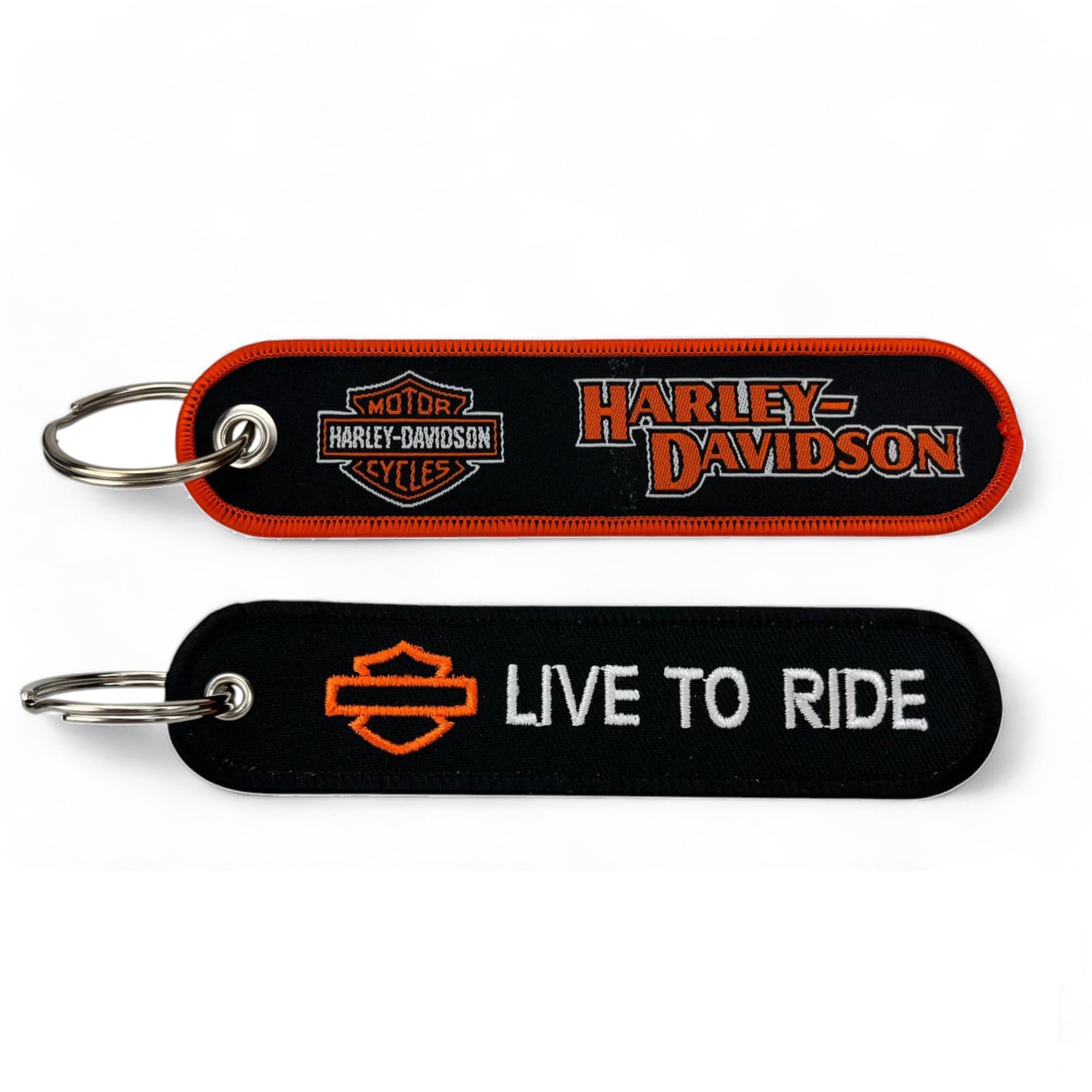 EWIG Pack 2 Piezas Llavero Bordado Moto Custom | Motocicletas, motorrad | Amuleto Buena Suerte Live to Ride | Custom biker | Bordados profesionales | Anilla acero | Harley