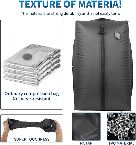 Miniatura 5 de Bolsas de vacío para viajes, bolsas de vacío para viajes con bomba de vacío inalámbrica, bolsas de compresión al vacío reutilizables IP67 para