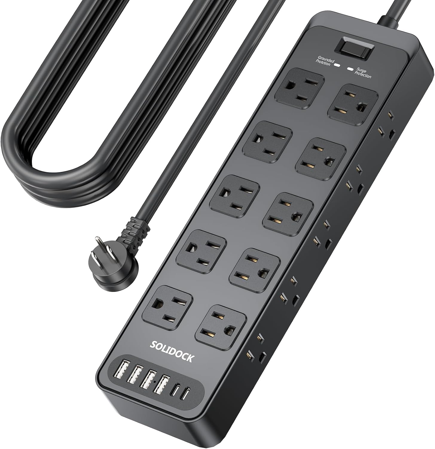 20 Outlet Power Strip with USB C,6Ft Extension Cord with Multiple Outlets, 2700 Joules Surge Protector,1875W/15A, ETL Listed for Home Office Dorm Gaming