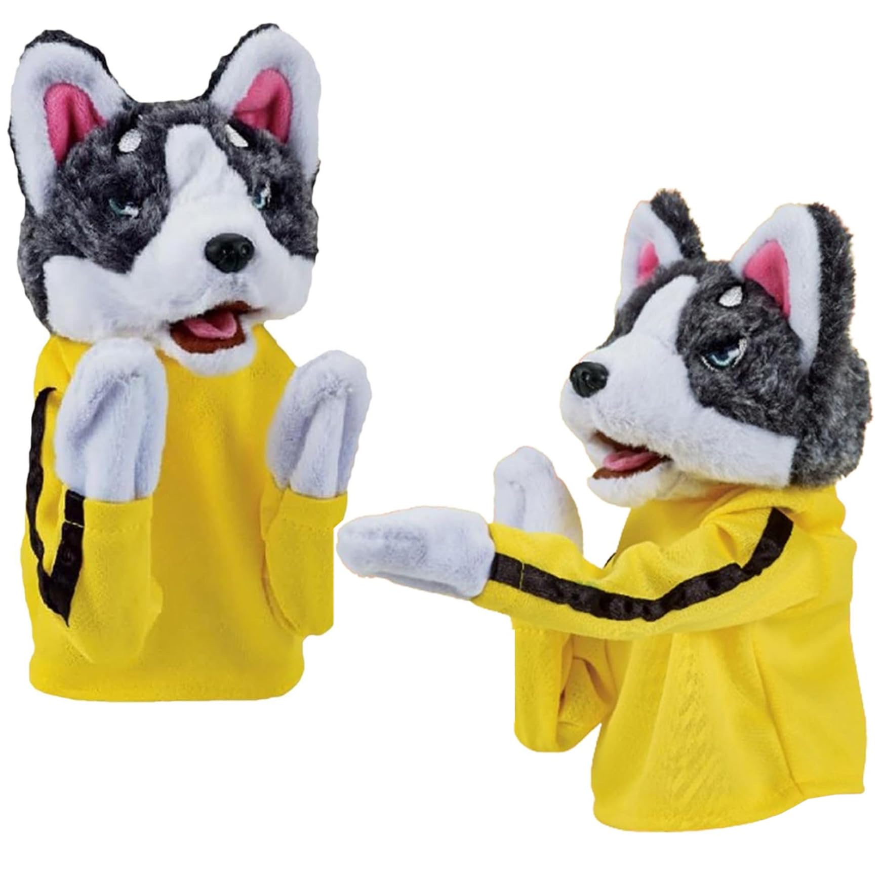 Tsawntd 2Pcs Dog Hand Puppet Kung Fu Husky Boxing Tricky Interactive Hand Puppet Soundable Plush Stuffed Toddler Uppercut Dog Husky Toys