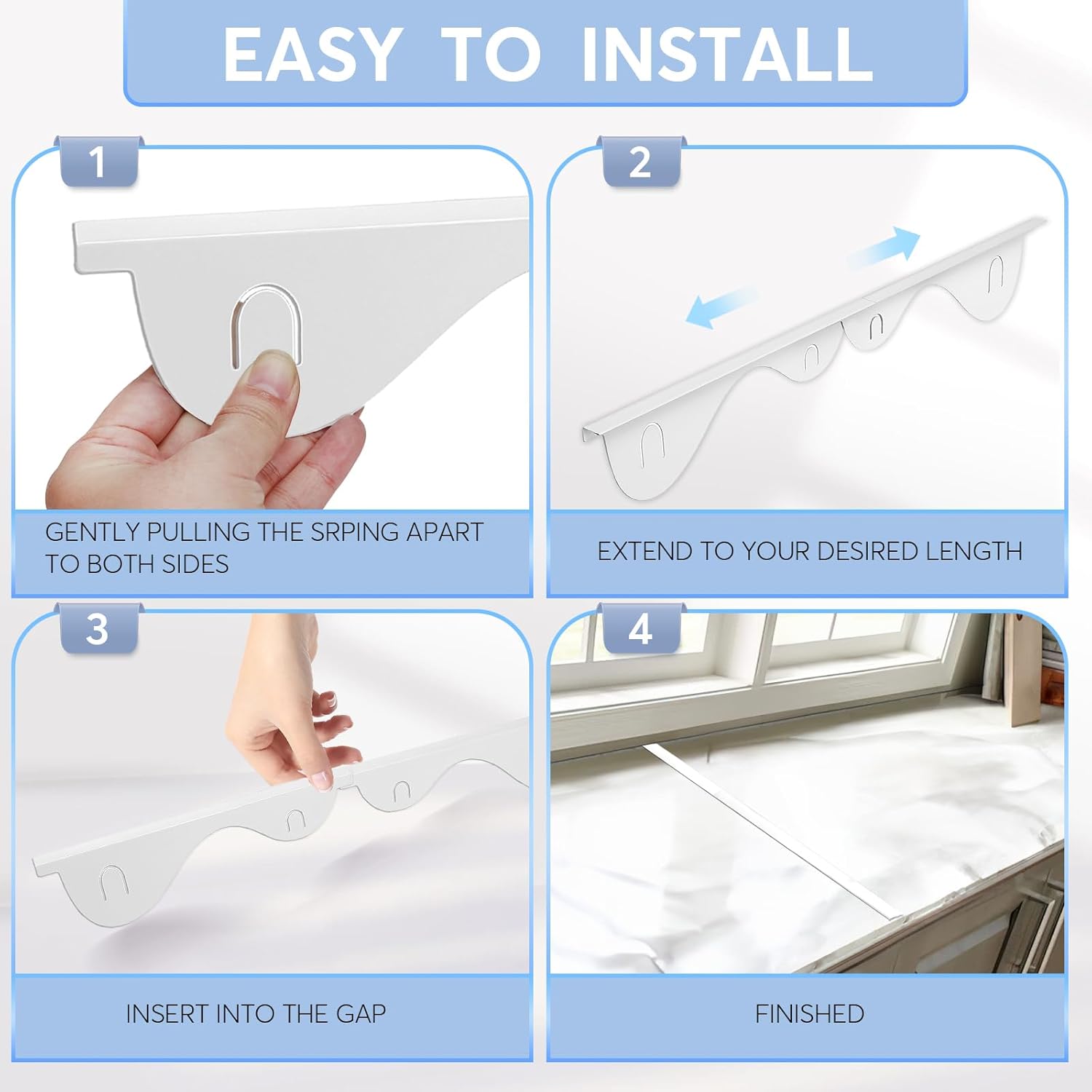 Stove Gap Covers, 2Pcs Stainless Steel Stove Guard, Adjustable Stove Gap Filler for Kitchen Counter Side Gap, 13.8" to 27.5" - White