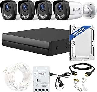 SINLOE 4 Channel 1080P Full HD DVR 2MP Night Color Outdoor Bullet 4 Pcs, 500GB Hard Disk + Motion Alert + Night Vision Ful... Price In India