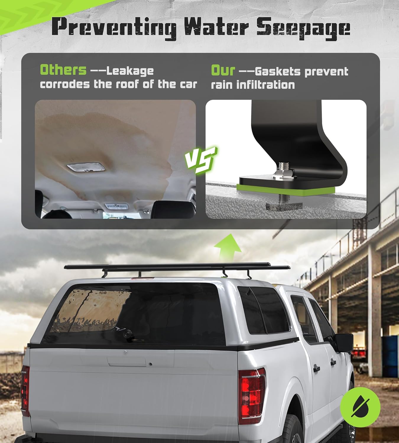 StarONE 60" Truck Topper Ladder Rack,Adjustable Aluminum Camper Shell Roof Rack for Kayak/Ladder/Lumber/Cargo,500lbs