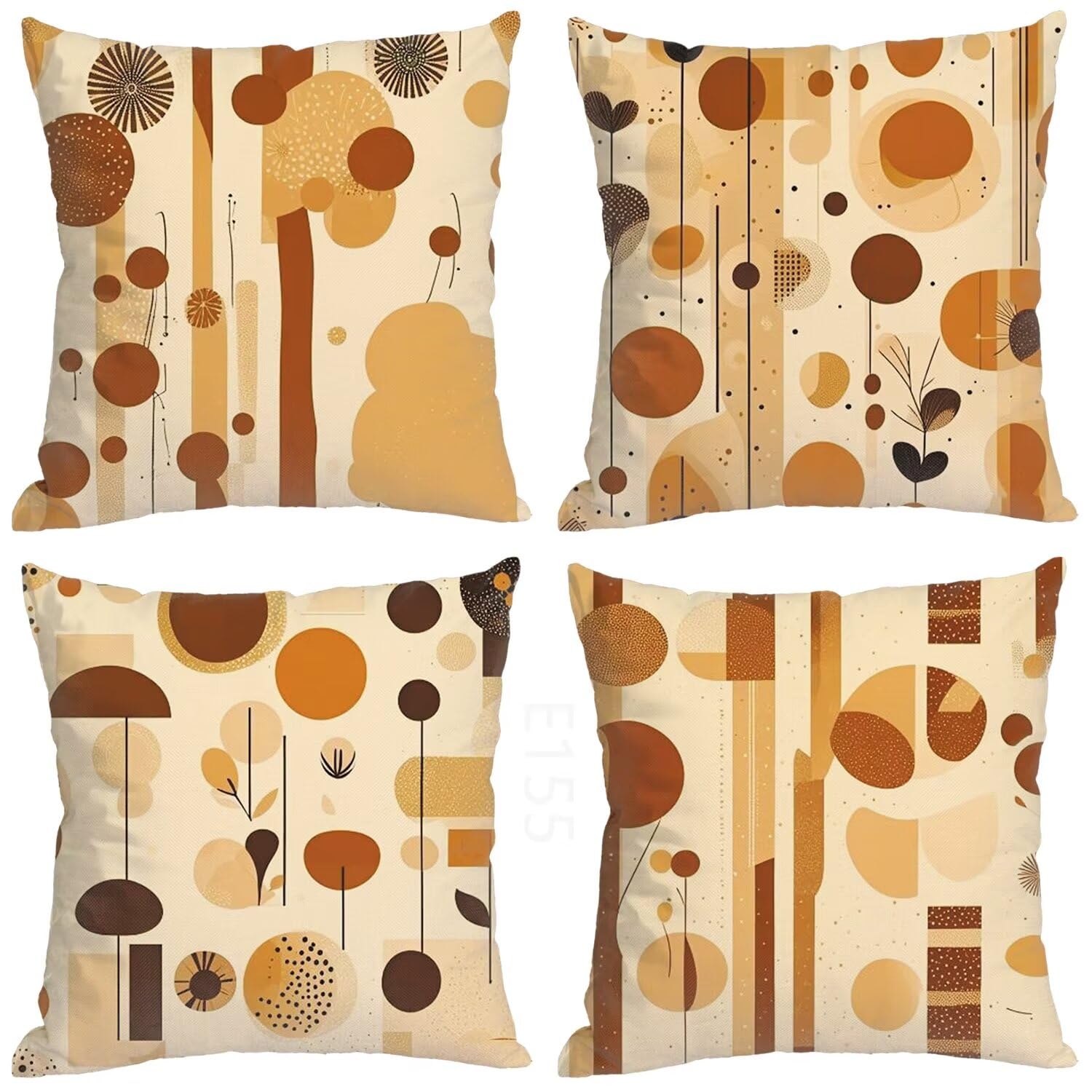Giallo Federe Cuscini Divano 65x65cm,4 Pack Ruggine Estate Esterno Cuscini per Divano,Doppio Lato Quadrato Morbido Cuscini Divano,per Divano Soggiorno Sedia Autunno Dekoration Cuscino,Regali LY-155