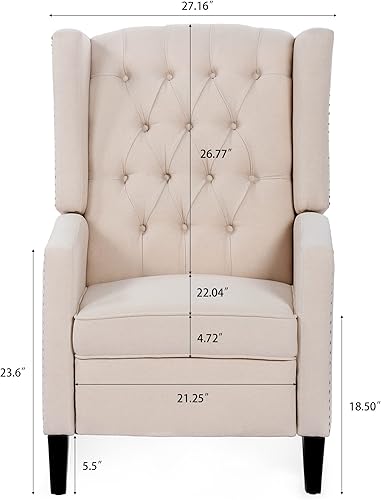 Miniatura 2 de Silla reclinable individual con empuje hacia atrás sistema de pie doble función de 27 pulgadas de ancho silla de ala manual para oficina estudio