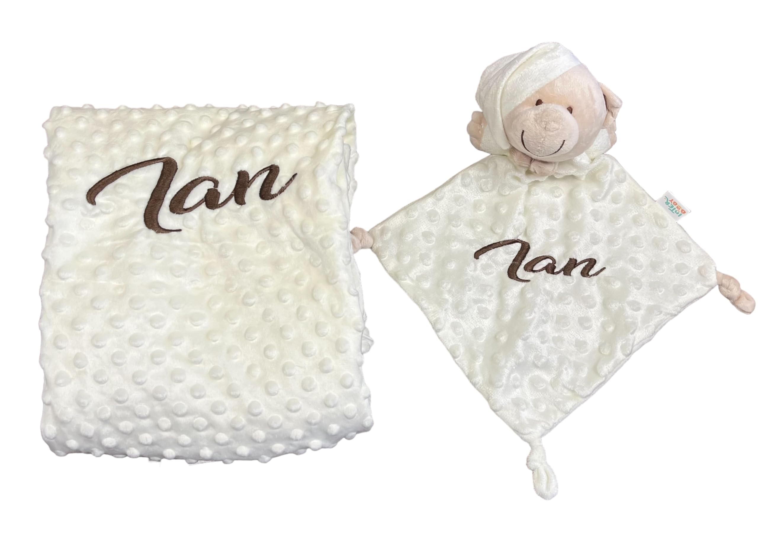 Danielstore Velvet Cesta para Regalo Recién Nacido, Canastilla Bebé Personalizada, Manta y Dou Dou Osito Bordada, Incluye Set de Primera Puesta y Pastel de Pañales (Deluxe 2 Beige)