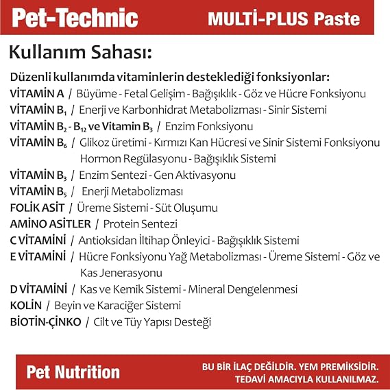 Multi Plus Paste – Kedi ve Köpekler İçin Günlük Multivitamin ve Mineral Destekli Takviye Macunu – 100g