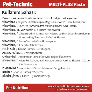 Multi Plus Paste – Kedi ve Köpekler İçin Günlük Multivitamin ve Mineral Destekli Takviye Macunu – 100g