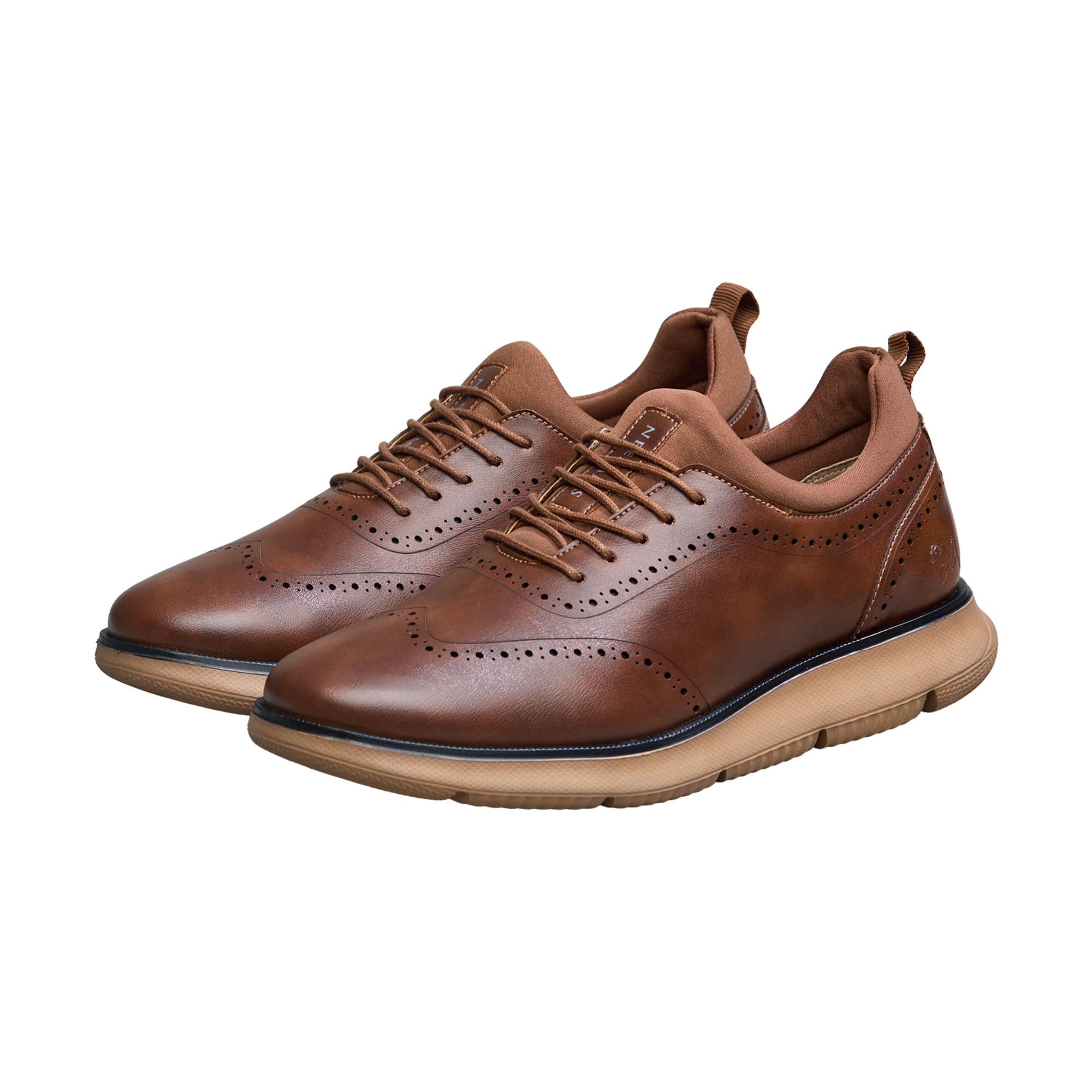 Neeman's Crossover Brogues for Men | Hybrid Sneaker Oxford Shoes with Faux Leather Upper & Cushioned Sole | Comfortable & Stylish Semi-Casual Lace-Ups for Office & Formal Wear Tan 2