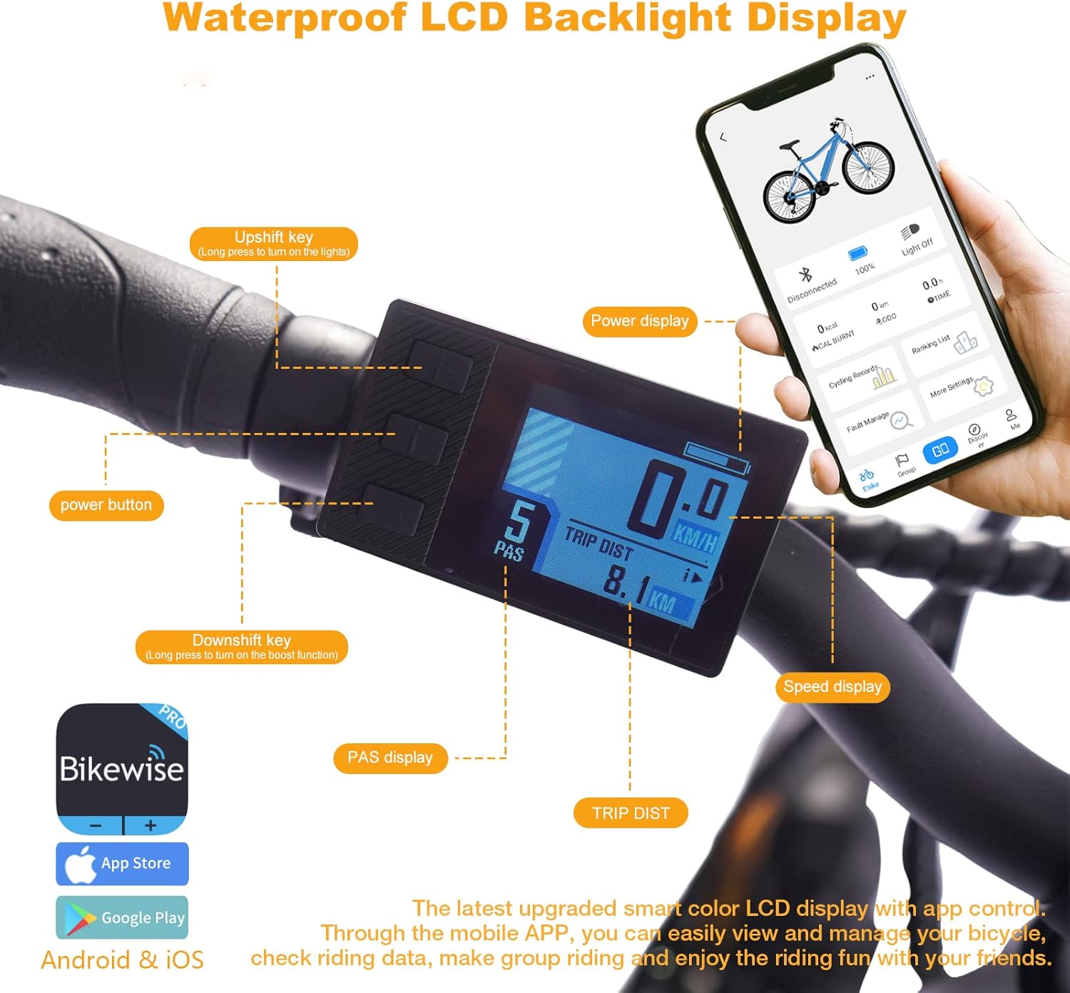 Fafrees E-bike LCD Backlight Display and Mobile App