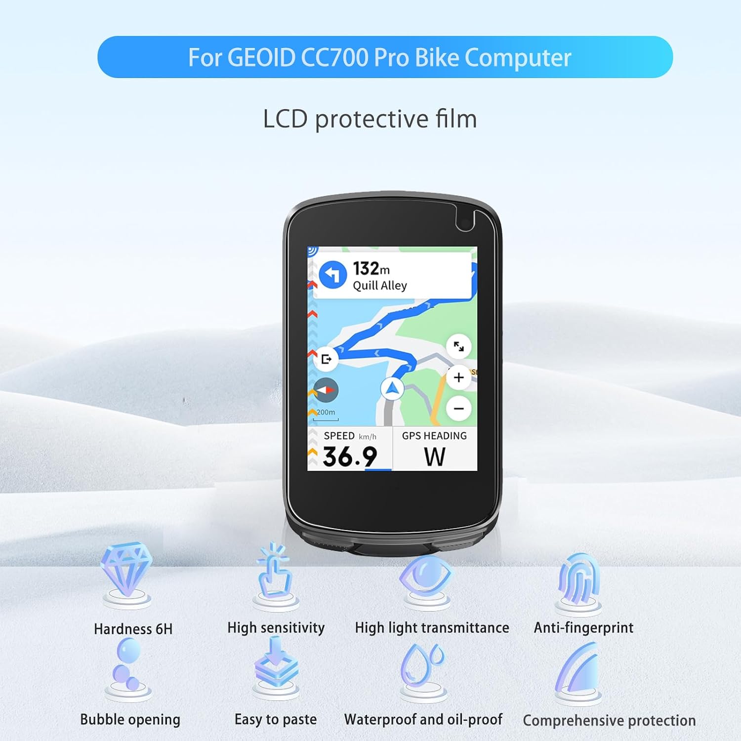 NOUKAJU [4Pack] Screen Protector for GEOID CC700 Pro, HD Protective Film,6h Hardness,Scratch,Protective Film for GEOID CC700 Pro GPS Bike/Cycling Computer(Not tempered glass)