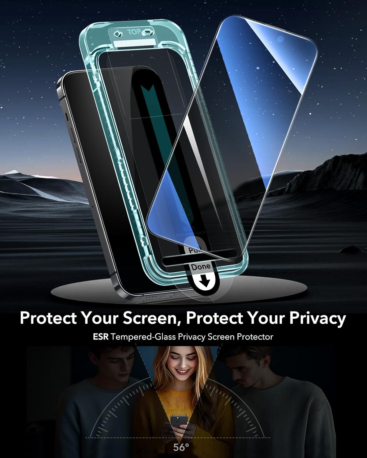 ESR 3 Pack for iPhone 14 Pro Max Privacy Screen Protector, Anti-spy Tempered-Glass Privacy Screen Protector with Flawless Fit Tray - Image 2