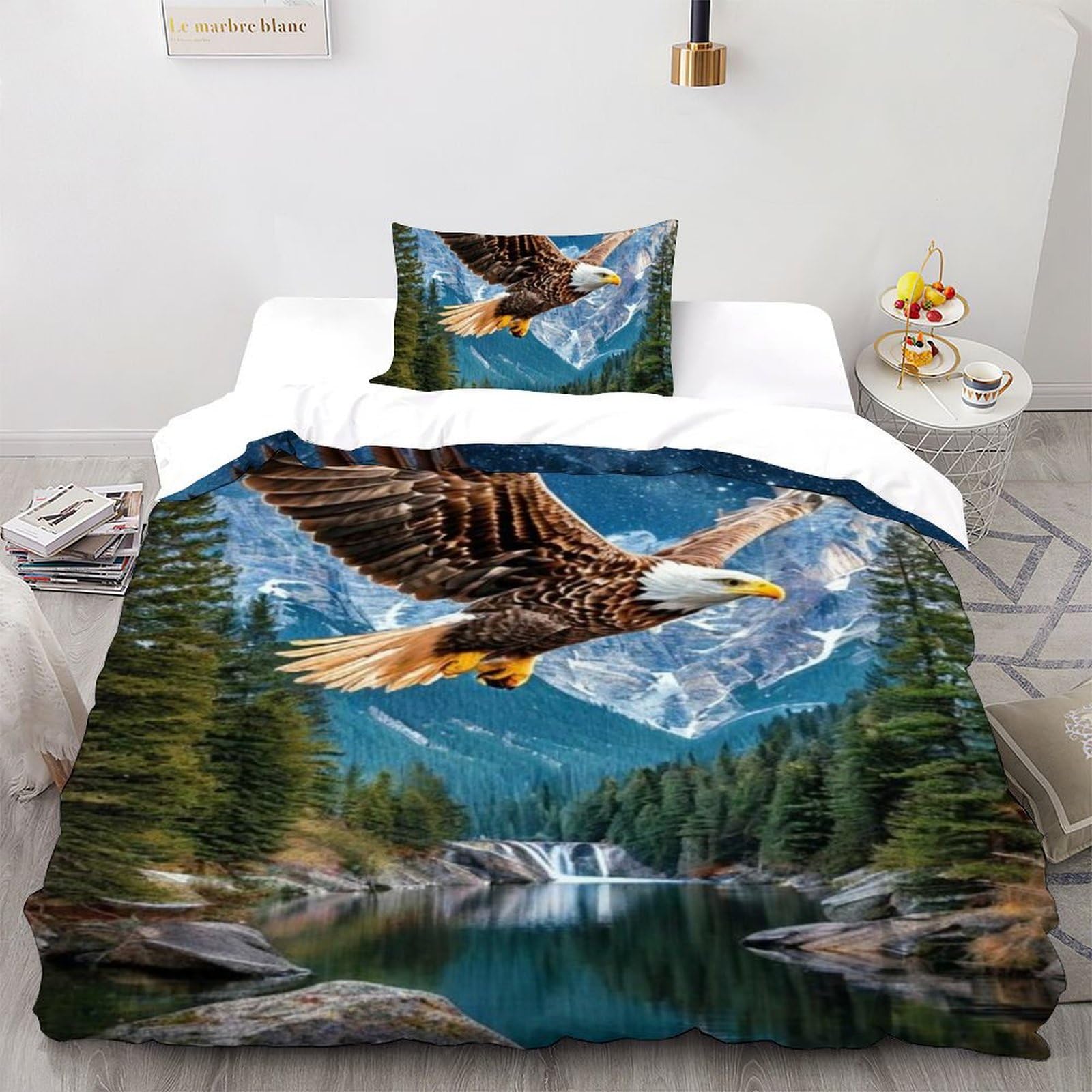 Housse de couette single animaux imprimé 3D en microfibre pour lit enfant