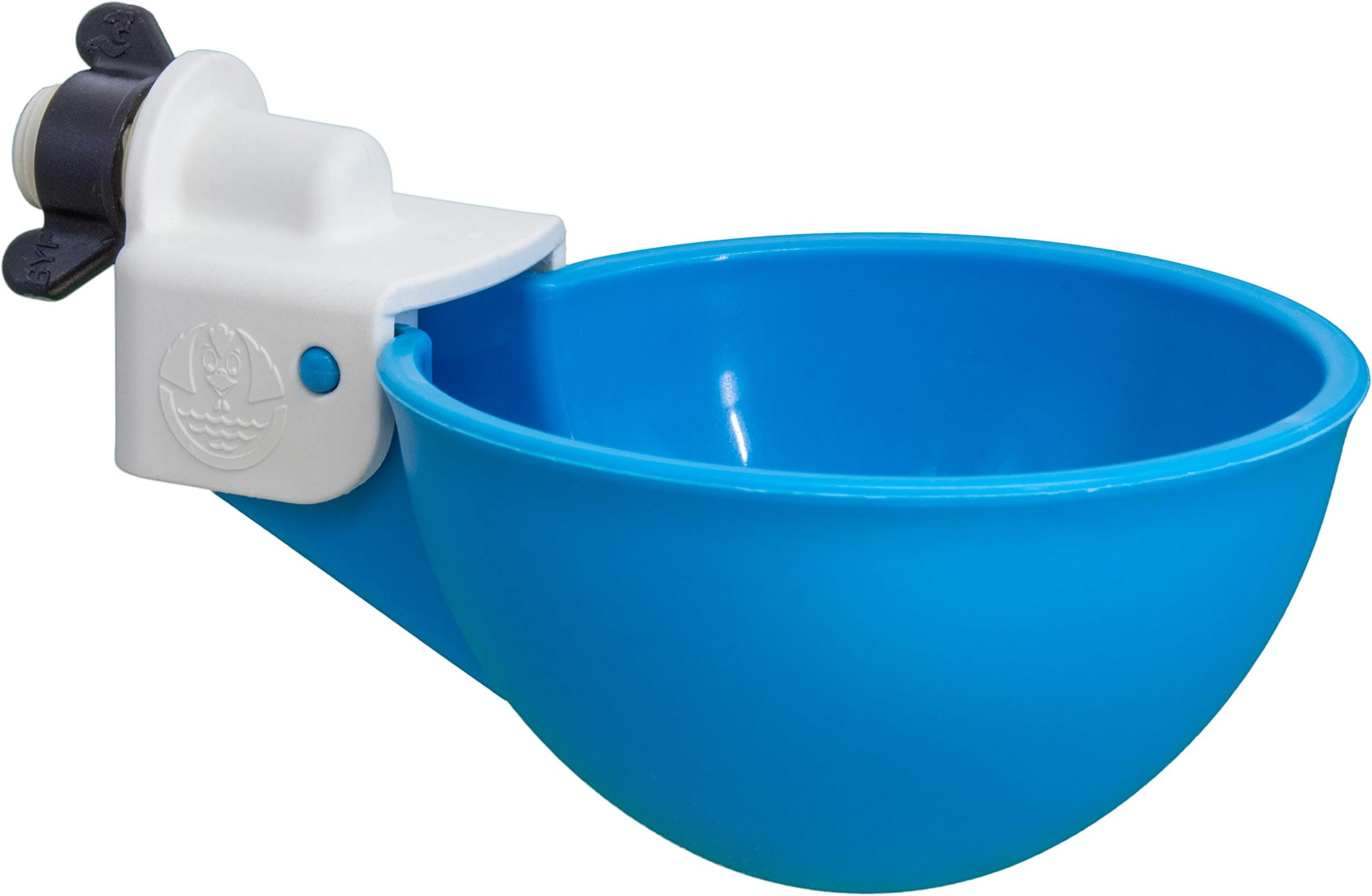 (4 Pack) Oasis Chicken Watering Cups | Drill Bit and Hardware Included! | Fully Automatic Poultry Waterers | No Floats or Tabs to Peck! | Qty: 4 (Blue)