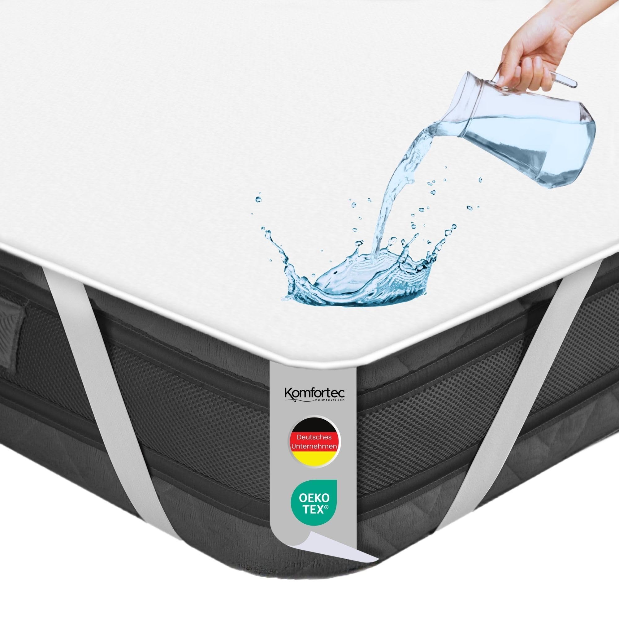 Komfortec Wasserdichter Matratzenschoner 160x200cm 2er-Set | Atmungsaktiv, Knisterfrei, Oeko-TEX Zertifiziert | Matratzen Inkontinenzauflage, Bequeme Passform | Weiß