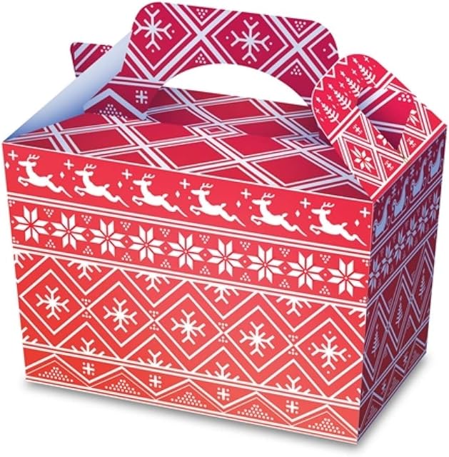 Playwrite 10 x Nordic Christmas Food Boxes Present Boxes DIY Party Favor Gift Boxes for Xmas Cupcake Sweets Kids Party Favor Bag