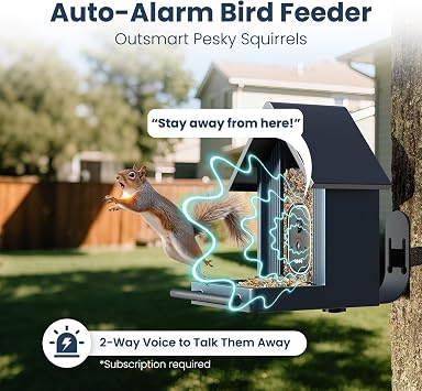 Smart Bird Feeder with Camera, 2.5K UHD Bird Feeder Camera Solar Powerd, Sensitive AI Identification, Instant Alerts Capture Video, IP66 Waterproof for Outdoor, Metal Blue